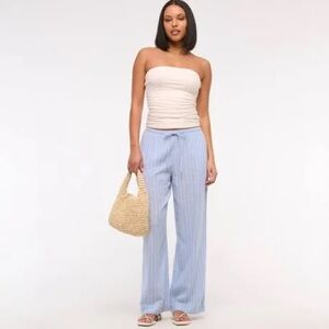 Abercrombie Linen Blue Striped Pants